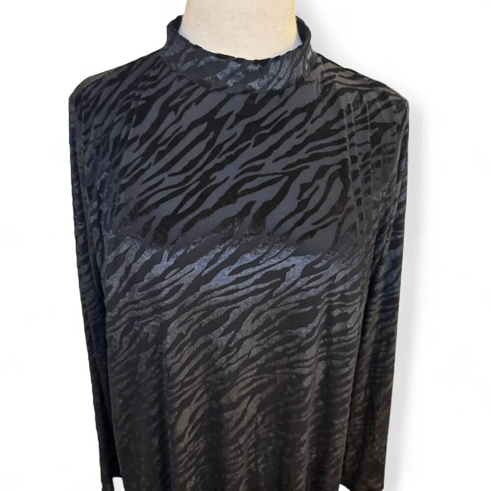 Lane Bryant Women’s Black Zebra Burnout Bodycon Mock Neck Dress Size 18 - Picture 3 of 10